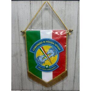 Vtg Consorzio Di Polizia Locale Della Bassa Bergamasca Banner Flag 11.5" L